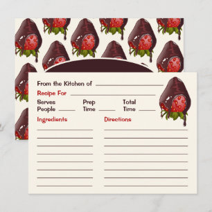 Carte De Correspondance Recette Mignonne de Fraises Trempées dans du Choco