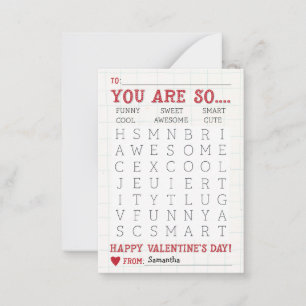 Carte De Correspondance Recherche de mots mignonne pour la Saint-Valentin