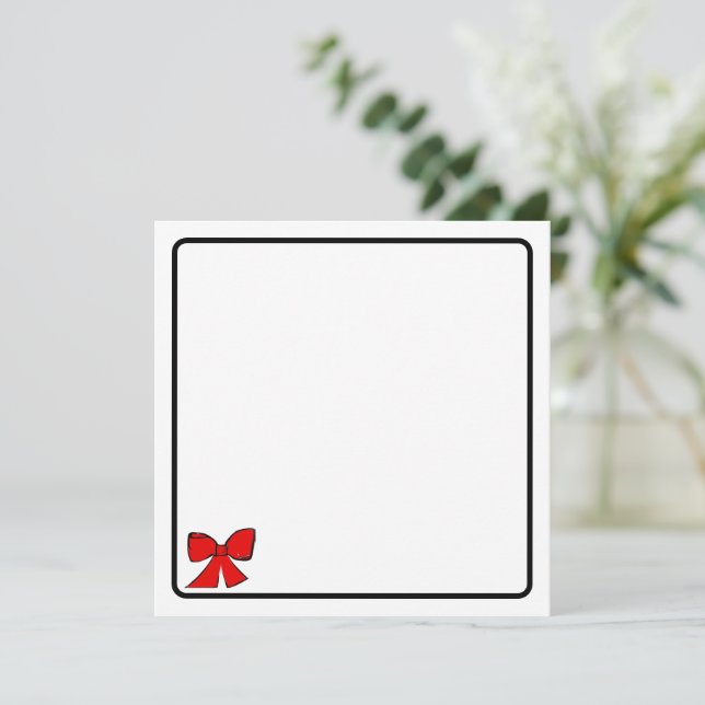 Carte De Correspondance Red bow note card (Debout devant)