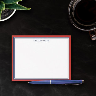 Carte De Correspondance Red & Navy Blue Borders Ajouter votre nom