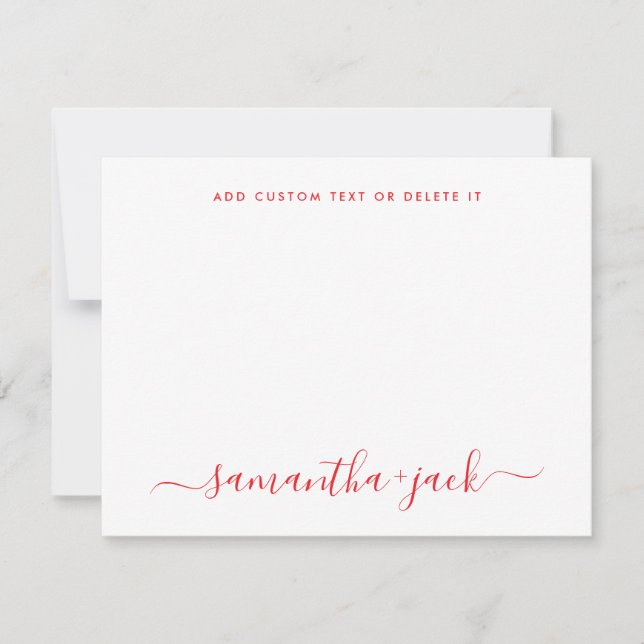 Carte De Correspondance Red Stylish Script Elegant Minimalist (Devant)