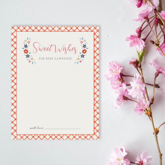 Carte De Correspondance Red Sweet Floral Wishes For Baby Shower Card 