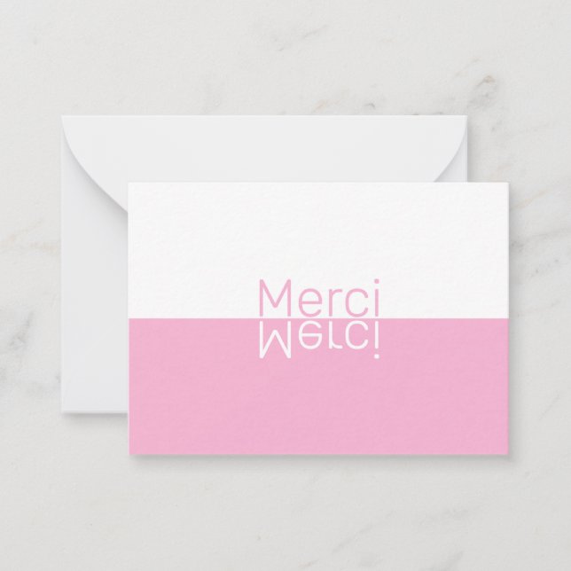 Carte De Correspondance Réflexion blanche et rose Merci français moderne (Devant)