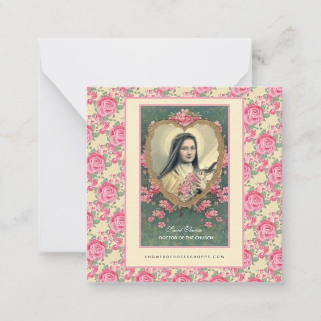 Carte De Correspondance Religieuse Carmélite Sainte Thérèse Roses Roses (Devant)