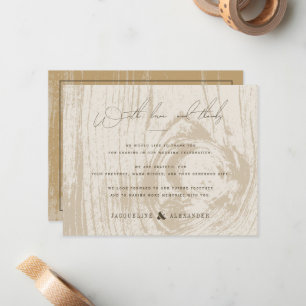 Carte De Correspondance Remerciement de mariage automnal à grain de bois r