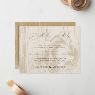 Carte De Correspondance Remerciement de mariage automnal à grain de bois r