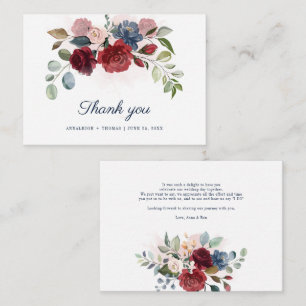 Carte De Correspondance Remerciement de mariage floral aquarelle