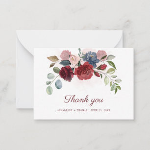 Carte De Correspondance Remerciement de mariage floral bordeaux Budget Vég