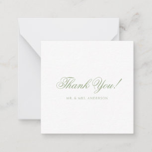 Carte De Correspondance Remerciement de mariage minimaliste vert sauge écr