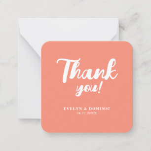 Carte De Correspondance Remerciement de mariage moderne corail rose budget