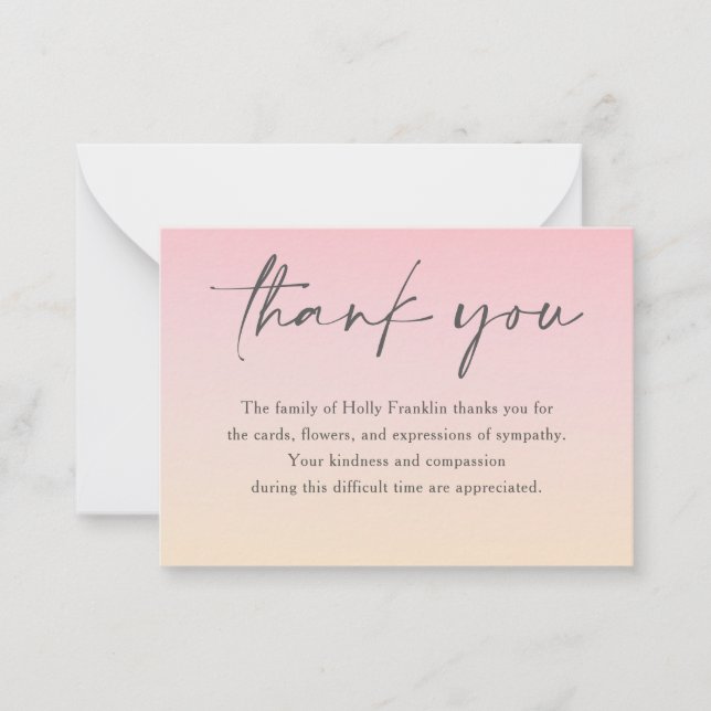 Carte De Correspondance Remerciement de Remembrance de Funérailles Classiq (Devant)