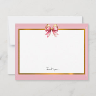 Carte De Correspondance Remerciement Élégant Rose et Or