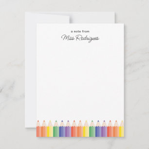 Carte De Correspondance Remerciement Personnalisé pour Enseignant Arc-en-C