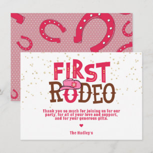 Carte De Correspondance Remerciement pour 1er anniversaire de Cowgirl Pink