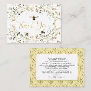 Carte De Correspondance Remerciement pour Baby Shower Little Honey Wildflo