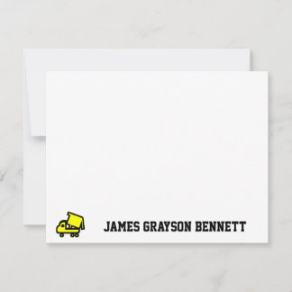 Carte De Correspondance Remerciement pour un camion à benne