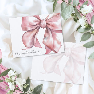 Carte De Correspondance Remerciements avec Nœud Rose Personnalisé