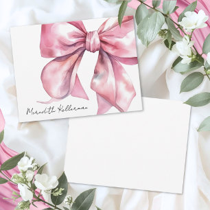Carte De Correspondance Remerciements avec un Nœud Rose Personnalisé