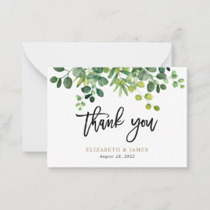 Carte De Correspondance Remerciements de mariage à l'aquarelle Eucalyptus