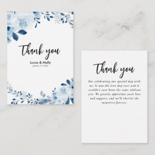 Carte De Correspondance Remerciements de mariage floraux français bleus mo