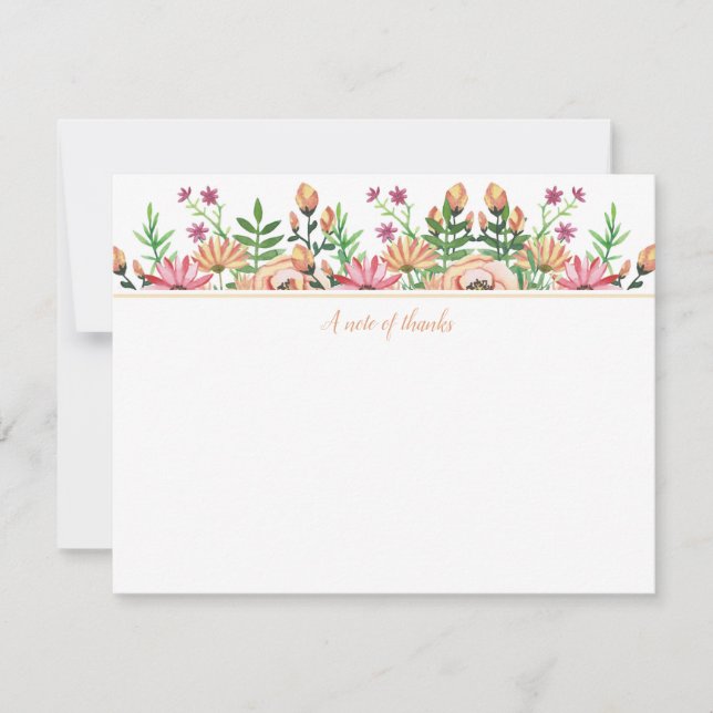 Carte De Correspondance Remerciements Floraux de Pêche (Devant)