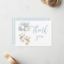 Remerciements pour Baby Shower Jumeaux Ours en Pel