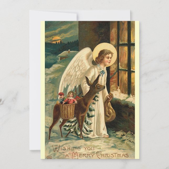 Carte De Correspondance Rennes et anges de Noël (Devant)