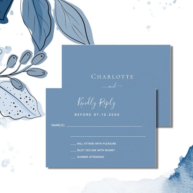 Carte De Correspondance Réponse de mariage bleu foncé RSVP (Créateur téléchargé)