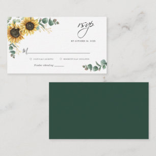 Carte De Correspondance Réponse de mariage floral au tournesol d'eucalyptu