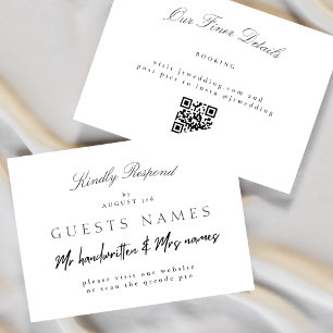 Carte De Correspondance Réponse RSVP DETAIL CODE QR Mariage Formel Classiq