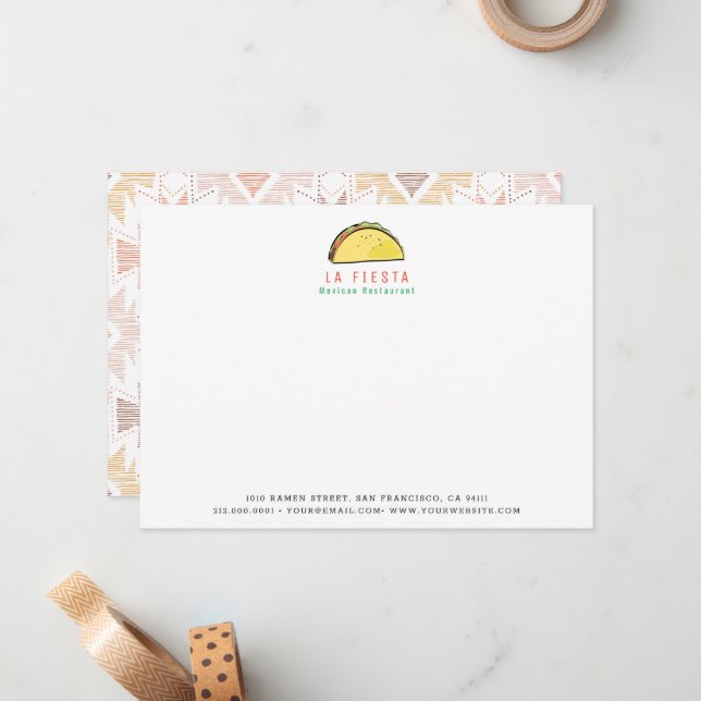 Carte De Correspondance Restaurant Mexicain Moderne Entreprise (Devant/Arrière en situation)