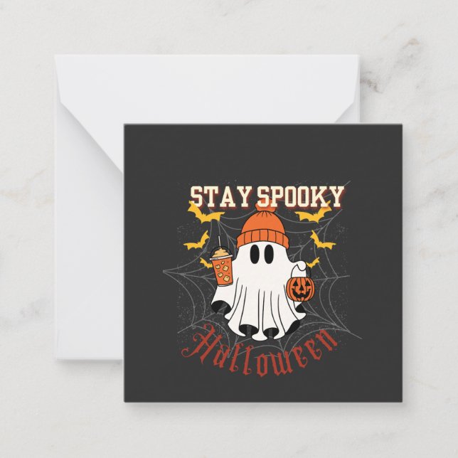 Carte De Correspondance Restez Fantomatique Fantôme Halloween (Devant)