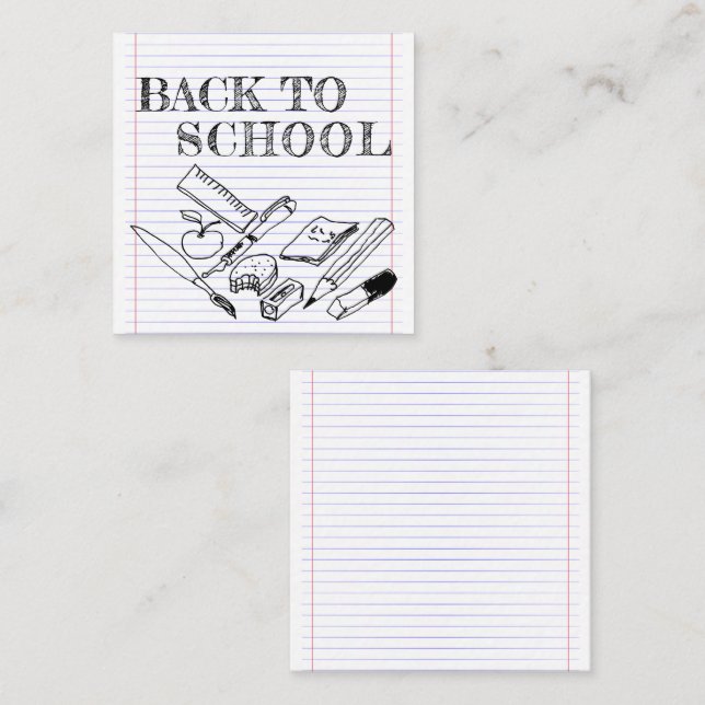 Carte De Correspondance Retour à l'école (Devant / Derrière)