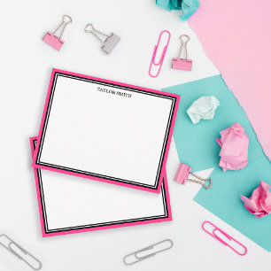 Carte De Correspondance Retro Black Hot Pink Borders Ajouter Votre Nom
