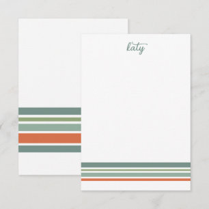 Carte De Correspondance Rétro Boho rayé minimaliste