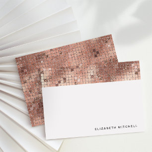 Carte De Correspondance Rétro Faux Rose Gold Disco Ball Mirror Monogramm