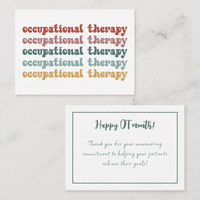 Carte De Correspondance Retro OT ergothérapie OT étudiant (Devant / Derrière)