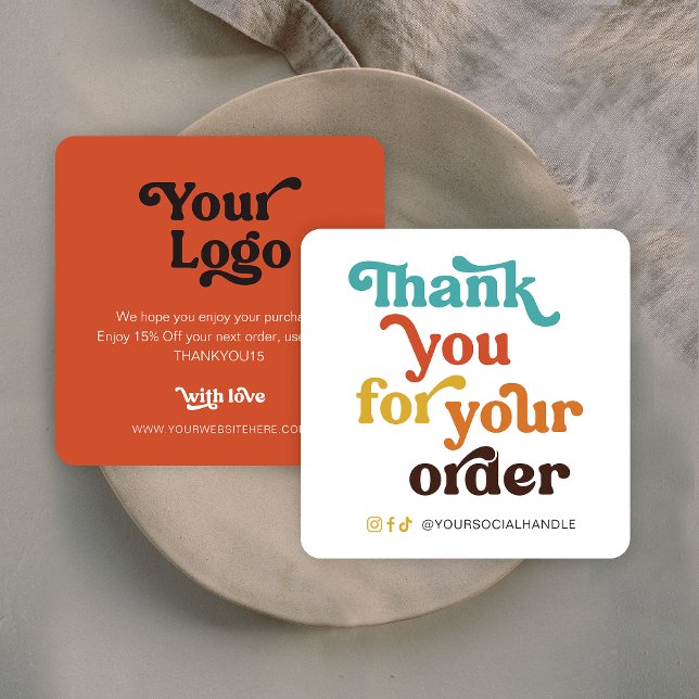 Carte De Correspondance Retro Pastels Small Business Merci pour la command (Créateur téléchargé)