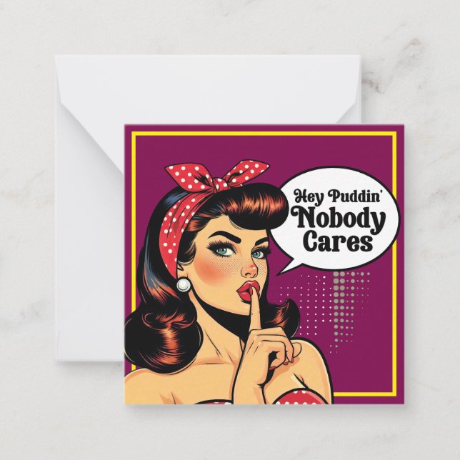 Carte De Correspondance Retro Pinup_ Hey Pudding (Devant)