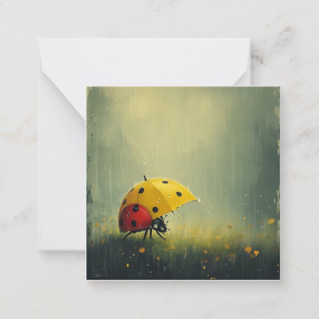 Carte De Correspondance Retro Raindrops : Formes simples, Ladybugs Joueurs (Devant)