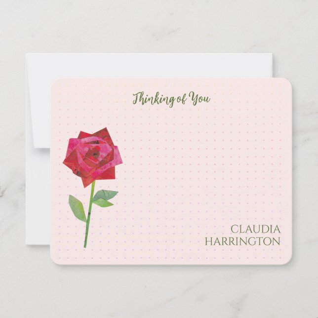 Carte De Correspondance Retro Rose rouge Original Collage Art MidCentury (Devant)