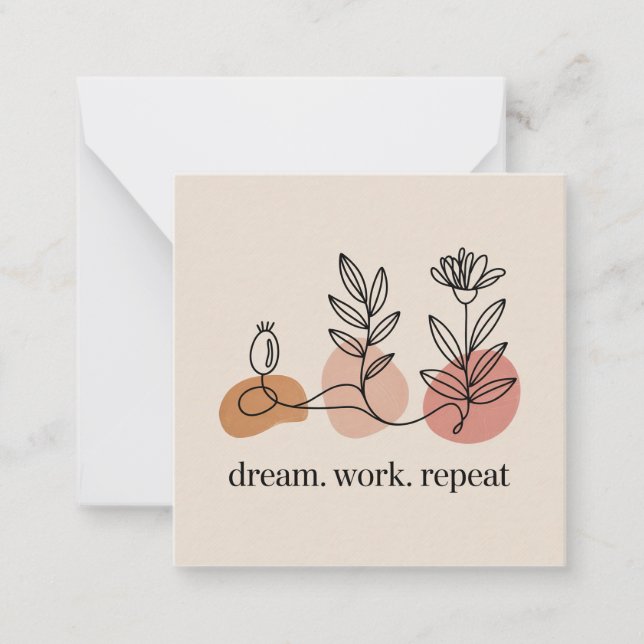 Carte De Correspondance Rêver. Travailler. Répéter (Devant)