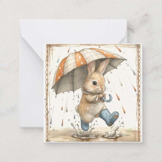 Carte De Correspondance Rhythmes Raindrop & Happy Animaux : Rabbit (Devant)
