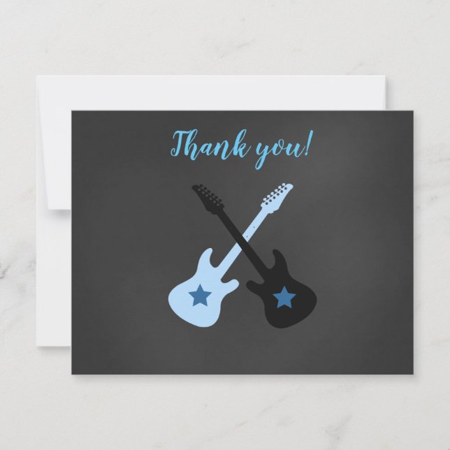 Carte De Correspondance Rock a Bye Rockstar Guitar Merci notes (Devant)