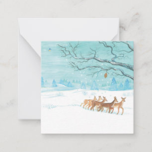 Carte De Correspondance Roe Deer Group en hiver
