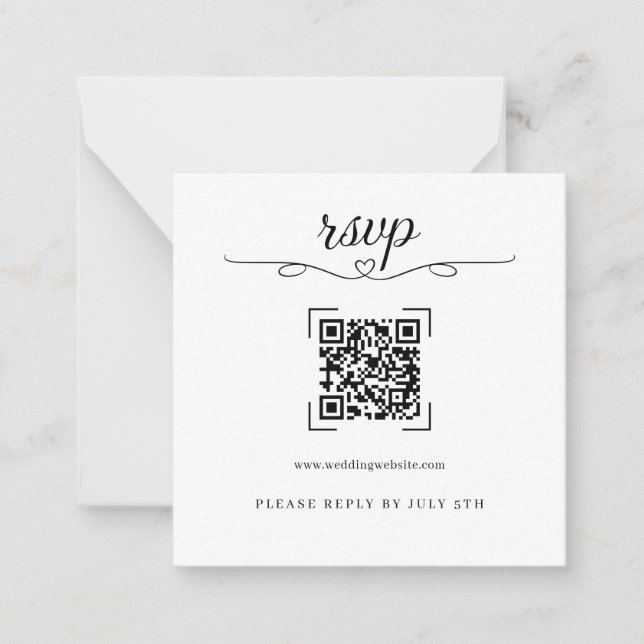 Carte De Correspondance Romantic Wedding QR Code Online RSVP Cards (Devant)
