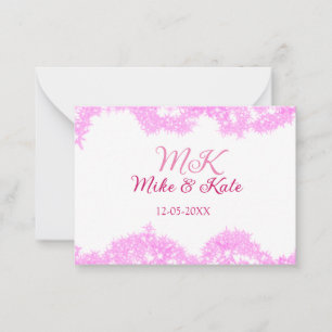 Carte De Correspondance rose ajouter nom de couple date monogramme parties