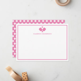 Carte De Correspondance Rose Blanc Personnalisé Nom Fun Pickleball