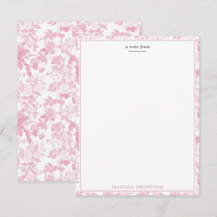 Carte De Correspondance Rose blanc rose Chinoiserie Motif