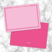 Rose Clair Deux Bordures Monogramme Minimaliste